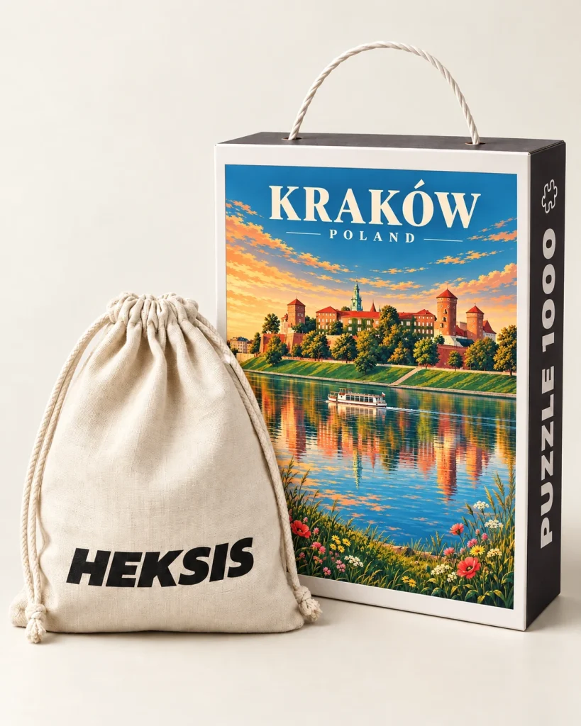 Cracovie — coffret de puzzle Heksis avec pochette en coton