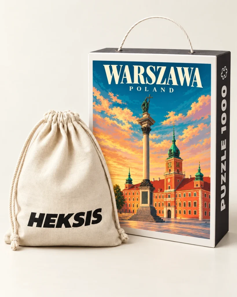 Varsovie — coffret de puzzle Heksis avec pochette en coton